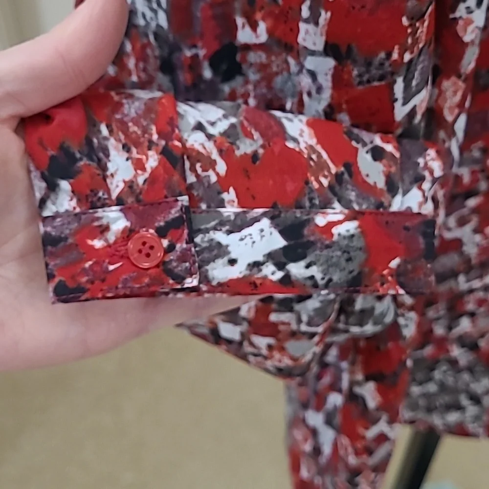 SERENGETI Silky Abstract Pattern Long Sleeve Pull-Over Blouse Size XL - Picture 6 of 7